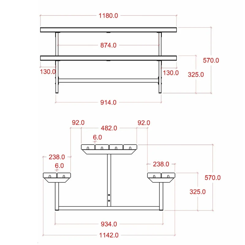 Gartenmöbel-Garnitur 'Basic Junior' | | 1 Tisch, 2 Bänke | fix verbunden | L 118 x B 114 x H 57 cm | ThermoWood® | Beschläge feuerverzinkt | Made in Europe