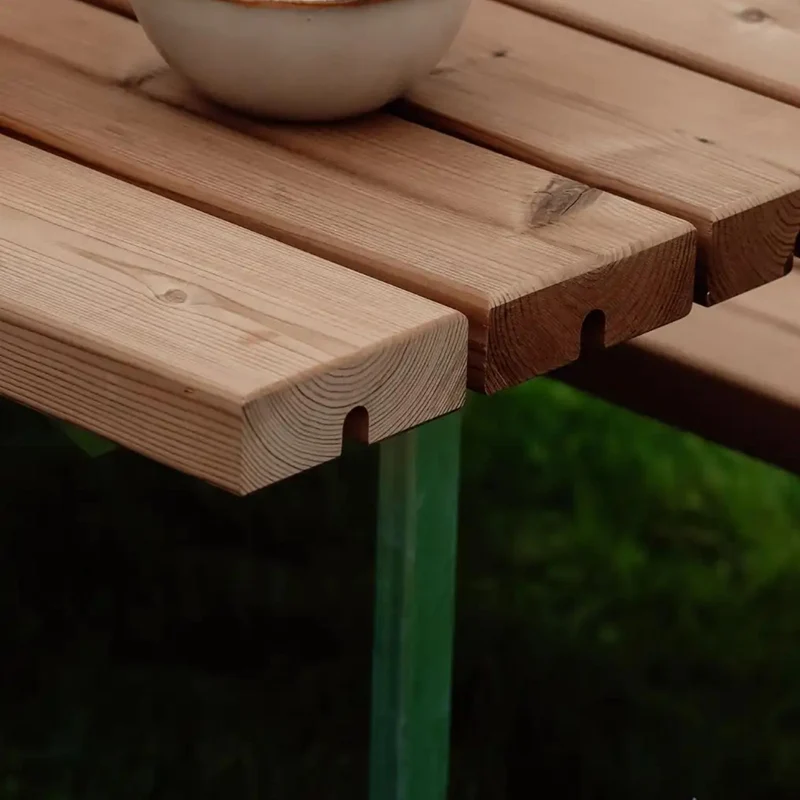 Gartenmöbel-Garnitur 'Basic Junior' || | mit Rückenlehne | 1 Tisch, 2 Bänke | fix verbunden | L 118 x B 132 x H 57 cm | ThermoWood® | Beschläge feuerverzinkt | Made in Europe