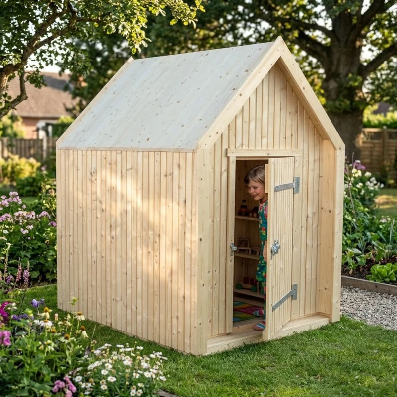 Spielhaus 'Classic' | mit Dachpappe | 1 Tür, 1 Fenster | L 144 x B 124 x H 178 cm | unbehandelt | Made in Europe