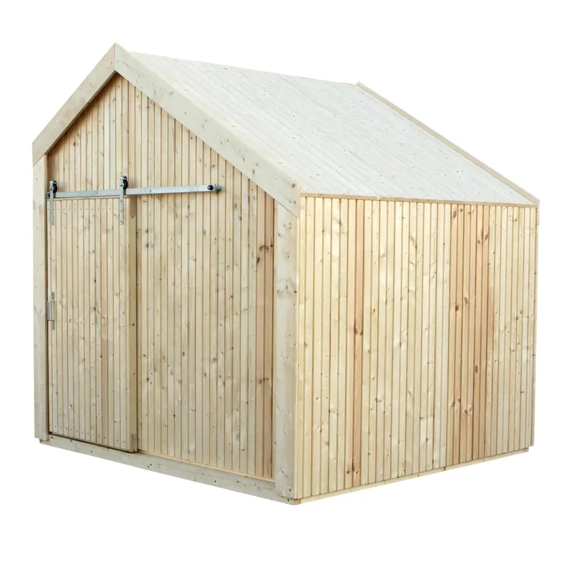Spielhaus 'Cozy' | mit Dachpappe | 1 Tür, 1 Fenster, 1 Sitzbank | mit Spieltheke | L 184 x B 208 x H 212 cm | unbehandelt | Made in Europe