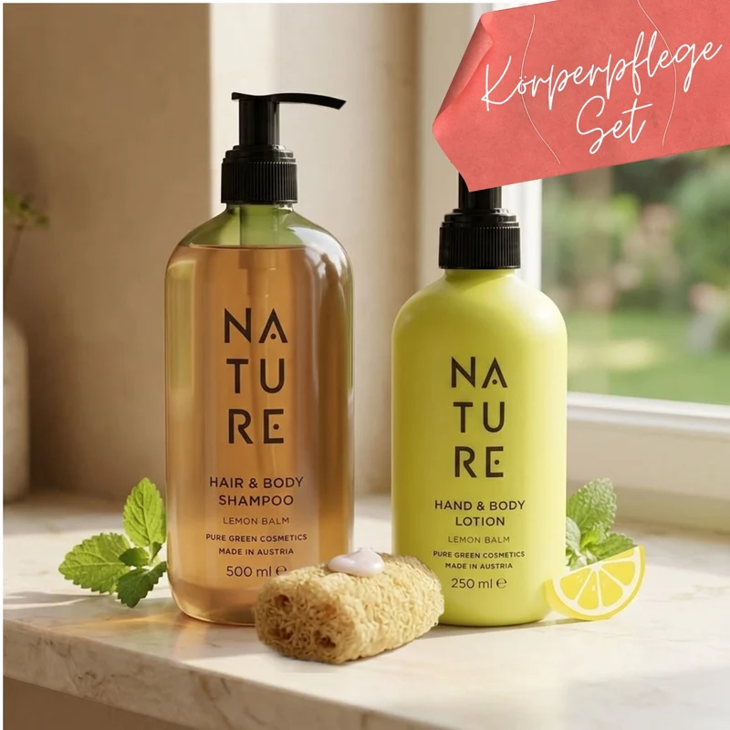 2er-Set 'Körperpflege' | Lemon Balm | Soap & Lotion | tierversuchsfrei | vegan | Kunststoffgebinde mit Pumpfunktion | Made in Austria