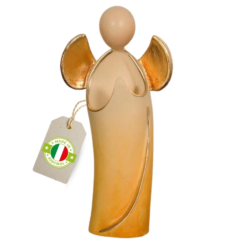 Engel 'Aurelio' | 11,5 cm | Ahorn | coloriert und Goldanstrich | Geschenk zu vielen Anlässen | Hergestellt in Südtirol