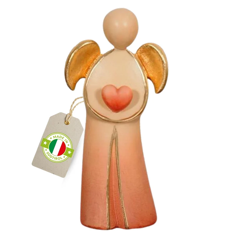 Engel 'Aurelio' | 11,5 cm | Ahorn | coloriert und Goldanstrich | Geschenk zu vielen Anlässen | Hergestellt in Südtirol