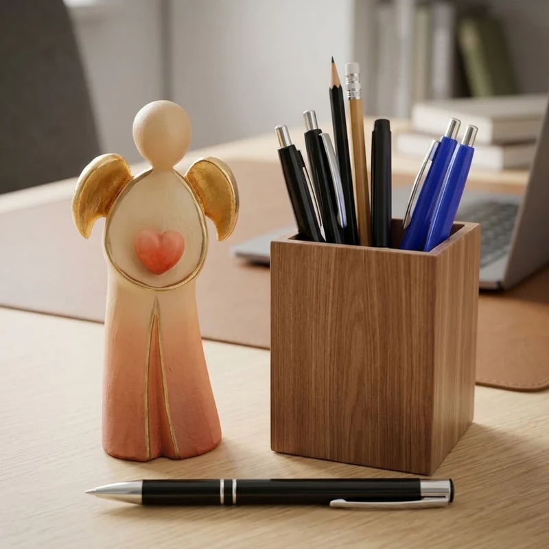 Engel 'Aurelio' | 11,5 cm | Ahorn | coloriert und Goldanstrich | Geschenk zu vielen Anlässen | Hergestellt in Südtirol