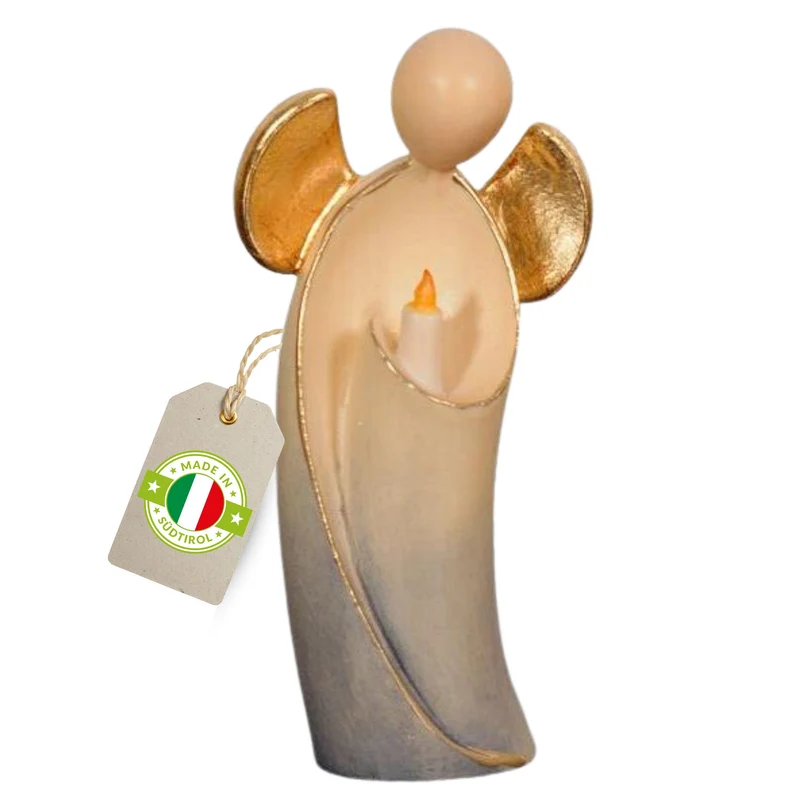 Engel 'Aurelio' | 11,5 cm | Ahorn | coloriert und Goldanstrich | Geschenk zu vielen Anlässen | Hergestellt in Südtirol