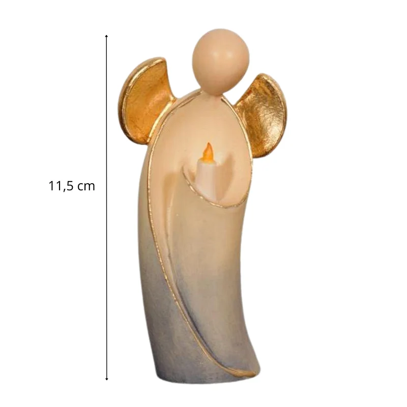 Engel 'Aurelio' | 11,5 cm | Ahorn | coloriert und Goldanstrich | Geschenk zu vielen Anlässen | Hergestellt in Südtirol