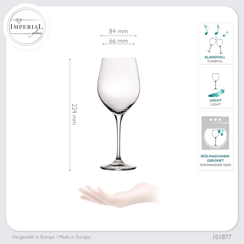 IMPERIAL glass Bauchige Weißweingläser 450ml Set 2-Teilig "Havanna" Weingläser aus Crystalline Glas