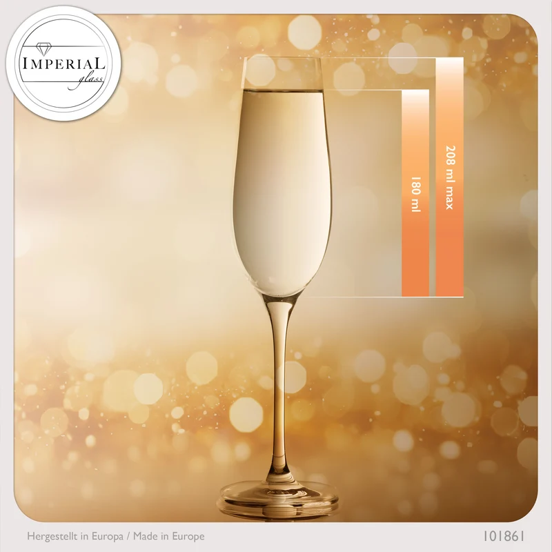 IMPERIAL glass Sektkelche 180ml Set 6-Teilig Sektgläser "Havanna" aus Crystalline Glas Spülmaschinenfest