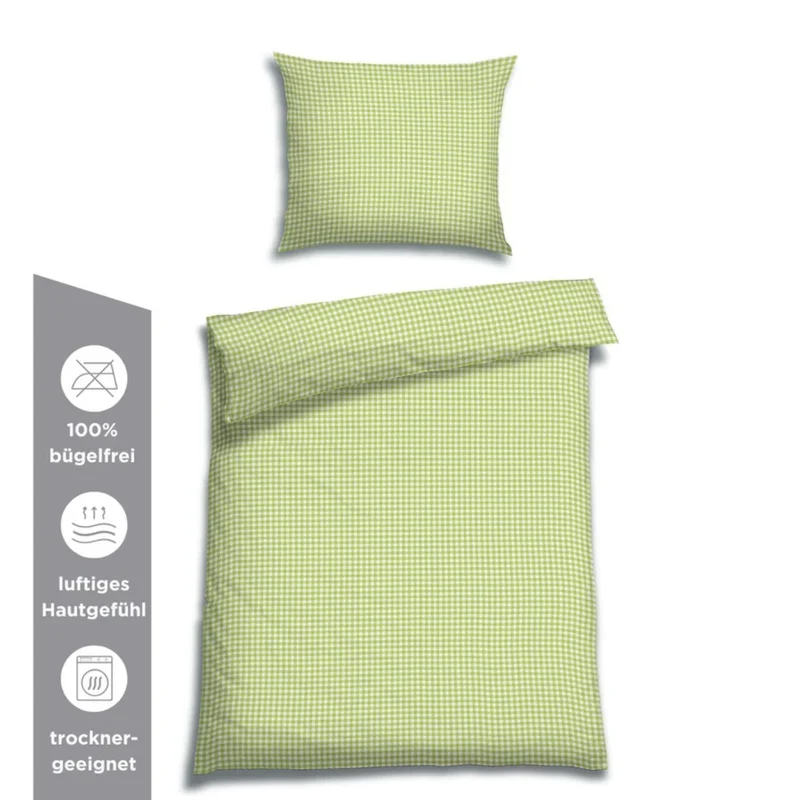 Soft Seersucker-Bettwäsche | Vichy Karo | inkl. Kissenbezug | 100% Baumwolle | 60°C waschbar | trocknergeeignet | bügelfrei | OEKO-TEX® zertifiziert