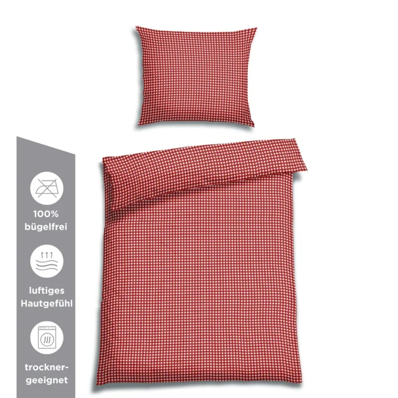 Soft Seersucker-Bettwäsche | Vichy Karo | inkl. Kissenbezug | 100% Baumwolle | 60°C waschbar | trocknergeeignet | bügelfrei | OEKO-TEX® zertifiziert