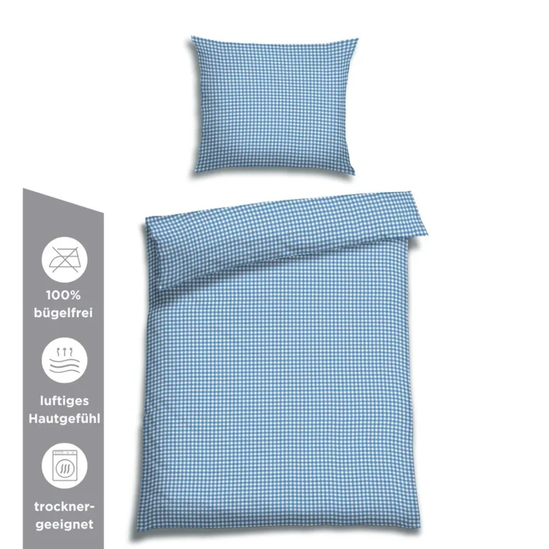 Soft Seersucker-Bettwäsche | Vichy Karo | inkl. Kissenbezug | 100% Baumwolle | 60°C waschbar | trocknergeeignet | bügelfrei | OEKO-TEX® zertifiziert