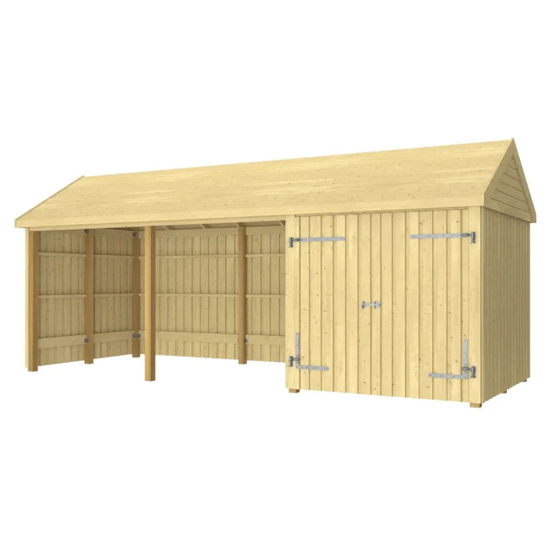 Gartenhaus 'Classic Multi' | 3 Module | L 626 x B 234 x H 192/280 cm | Holz unbehandelt | mit Dachpappe und H-Pfostenfüße | 14,5 m² | Made in Europe