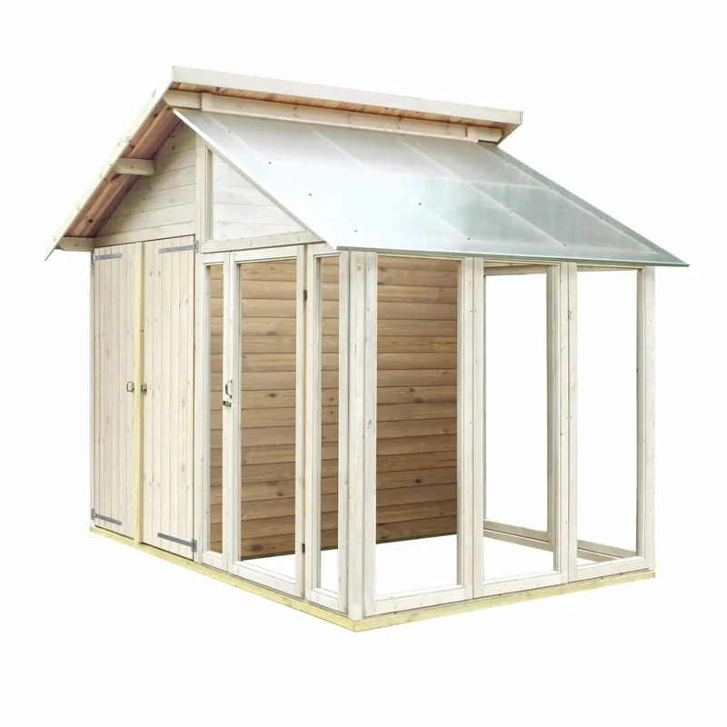 Gewächshaus mit Geräteraum 'Orangerie' | L 208 x B 316 x H 285 cm | Holz unbehandelt | 6,6 m² | Made in Europe