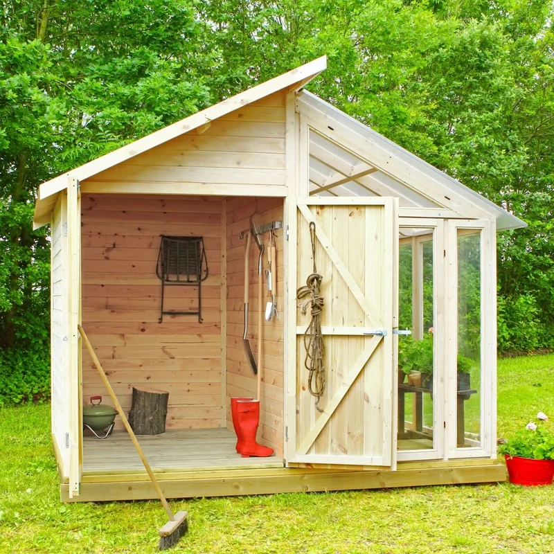 Gewächshaus mit Geräteraum 'Orangerie' | L 208 x B 316 x H 285 cm | Holz unbehandelt | 6,6 m² | Made in Europe