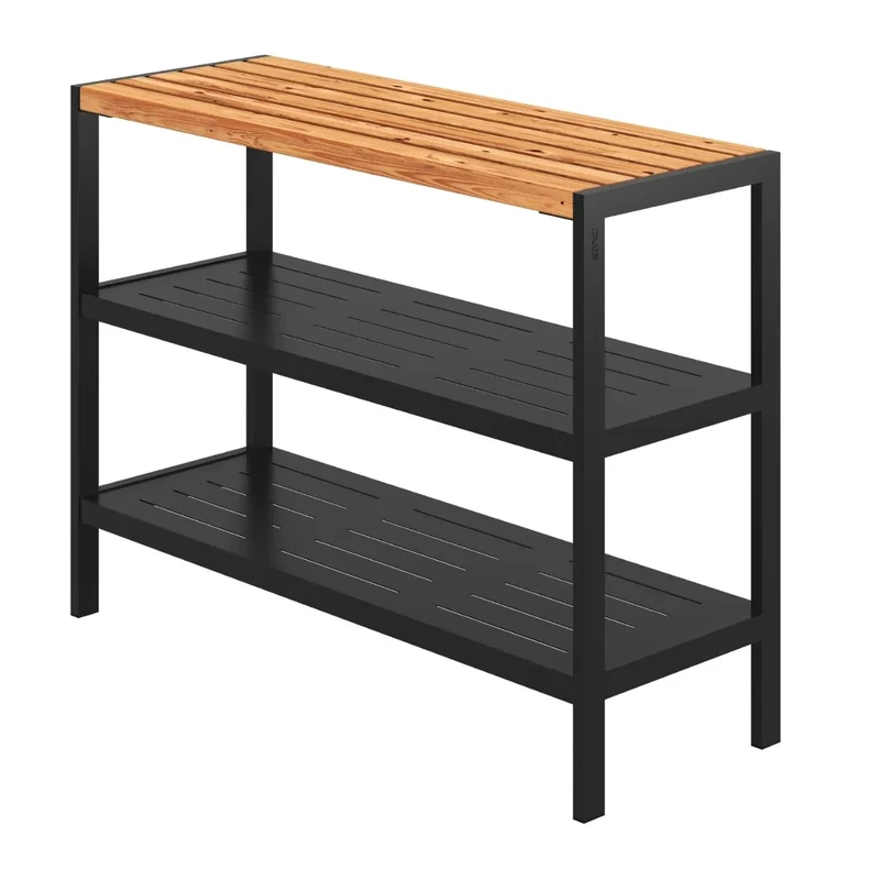 Pflanz-/Grilltisch 'Trend' | mit 2 Regalfächern | L 110 x B 39 x H 90 cm | ThermoWood® | Beschläge verzinkt und schwarz pulverlackiert | Made in Europe