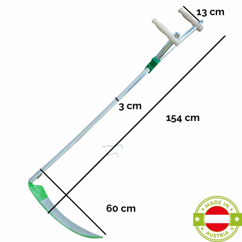 Set Gartensense inkl. Kupferkumpf & Wetzsteine - Sensenblatt 60 cm - Metall-Wurf 150 cm