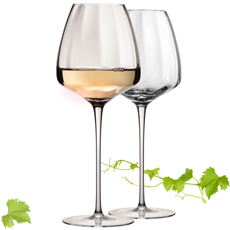 IMPERIAL glass Große Weißweingläser gewellt 650ml Set 2-Teilig "Cali" aus Crystalline Glas Handmade