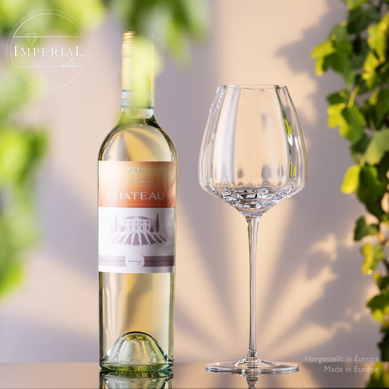 IMPERIAL glass Große Weißweingläser gewellt 650ml Set 2-Teilig "Cali" aus Crystalline Glas Handmade