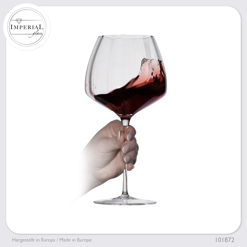 IMPERIAL glass Große Rotweingläser gewellt 930ml Set 6-Teilig "Cali" aus Crystalline Glas Handmade