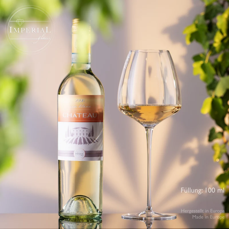IMPERIAL glass Große Weißweingläser gewellt 650ml Set 6-Teilig "Cali" aus Crystalline Glas Handmade