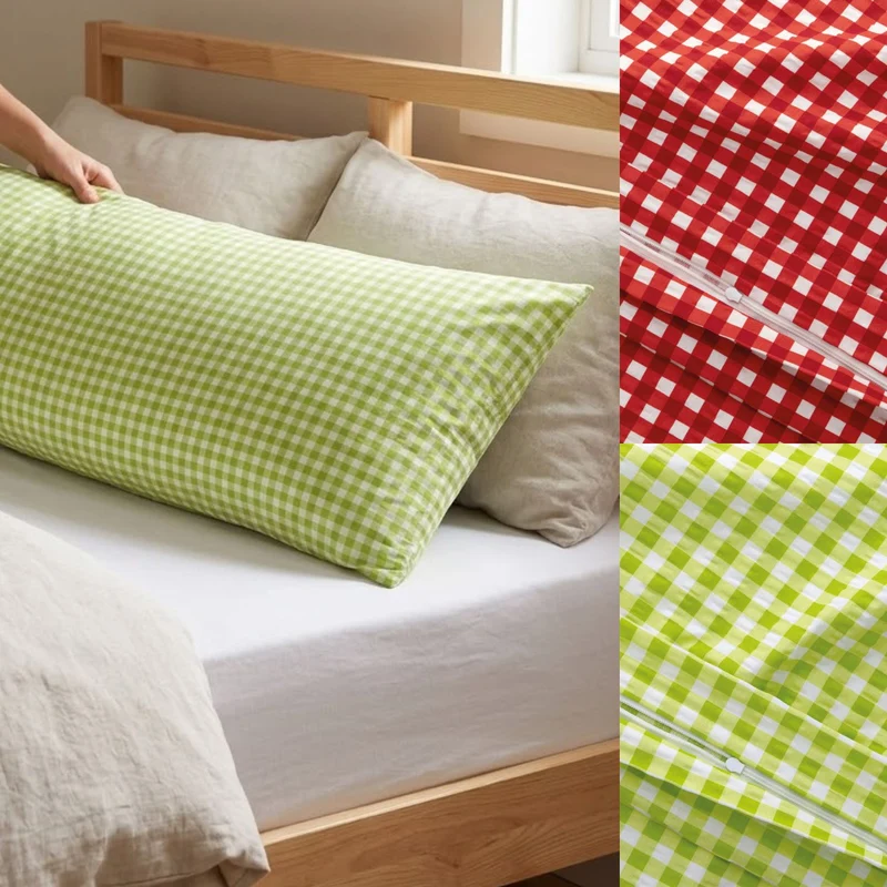 Soft Seersucker-Kissenbezug | Vichy Karo | 40 x 80 cm | 100% Baumwolle | 60°C waschbar | trocknergeeignet | bügelfrei | OEKO-TEX® zertifizier