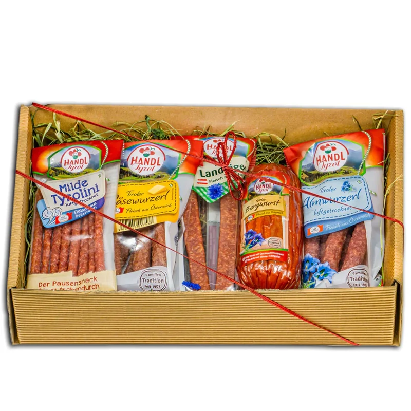 Genussbox 'Pfeffer' | 5 verschiedene Würste | 590 g | im Geschenkskarton | Made in Austria