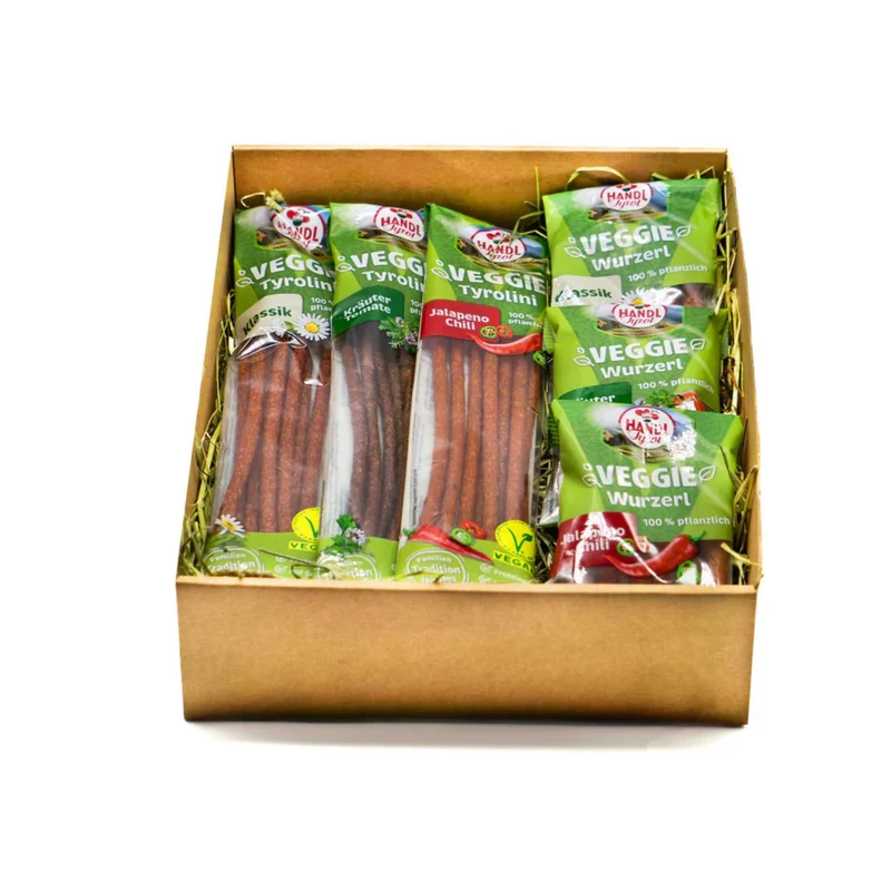 Genussbox 'Veggie' | 6 verschiedene vegane Würste | 390 g | im Geschenkskarton | Made in Austria