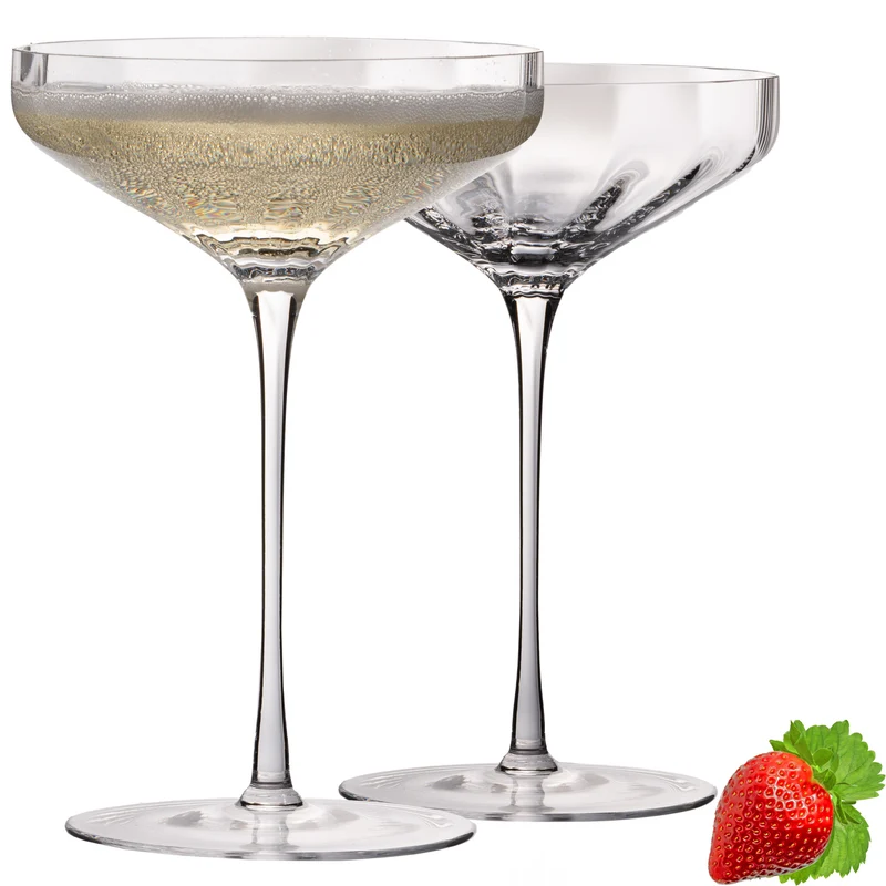 IMPERIAL glass große Sektschalen gewellt 320ml Set 2-Teilig "Cali" aus Crystalline Glas Handmade