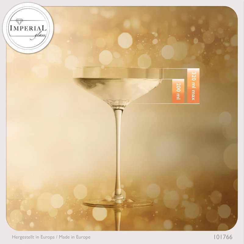 IMPERIAL glass große Sektschalen gewellt 320ml Set 2-Teilig "Cali" aus Crystalline Glas Handmade
