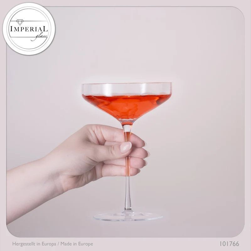 IMPERIAL glass große Sektschalen gewellt 320ml Set 2-Teilig "Cali" aus Crystalline Glas Handmade