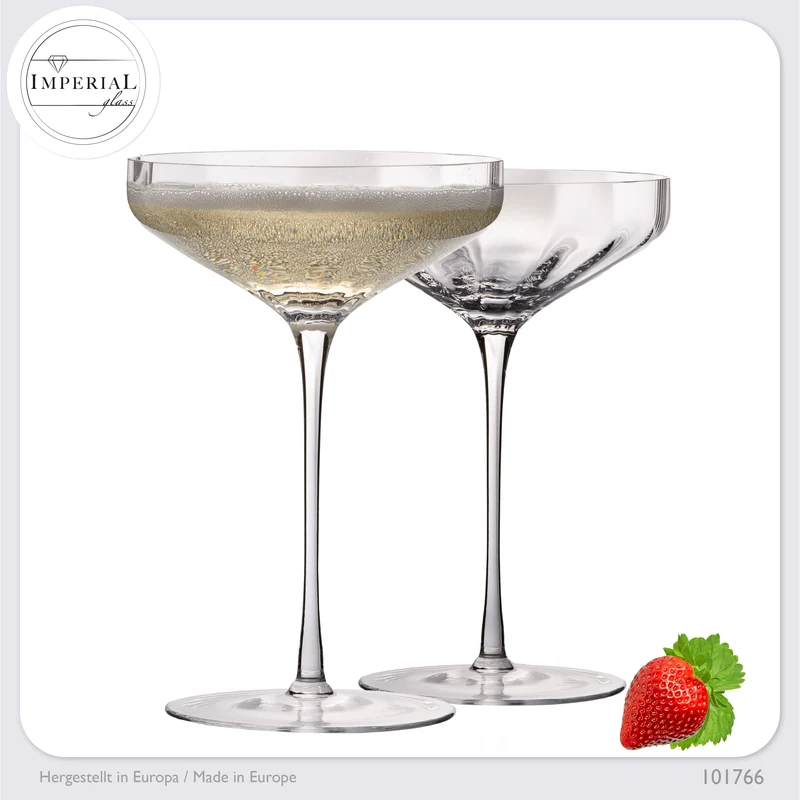 IMPERIAL glass große Sektschalen gewellt 320ml Set 2-Teilig "Cali" aus Crystalline Glas Handmade