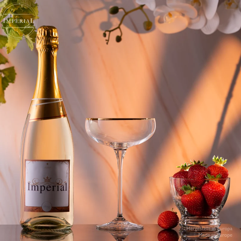 IMPERIAL glass Sektschalen mit Goldrand 270ml Set 2-Teilig aus Crystalline Glas