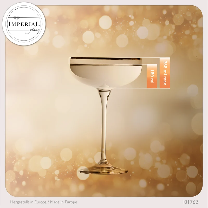 IMPERIAL glass Sektschalen mit Goldrand 270ml Set 2-Teilig aus Crystalline Glas