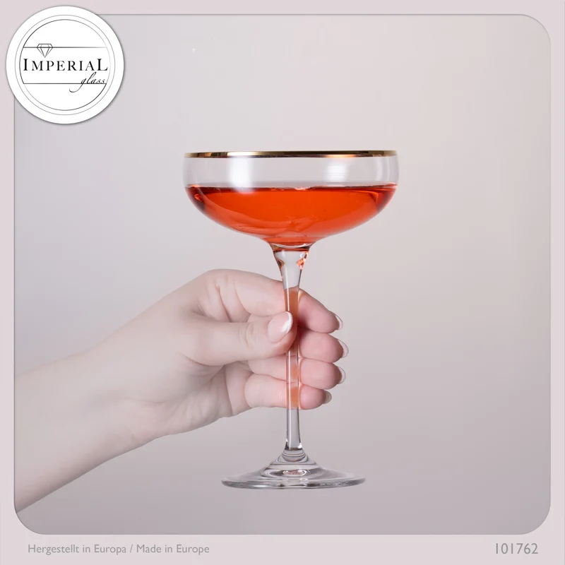 IMPERIAL glass Sektschalen mit Goldrand 270ml Set 2-Teilig aus Crystalline Glas