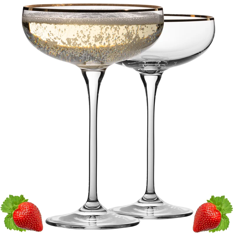 IMPERIAL glass Sektschalen mit Goldrand 270ml Set 2-Teilig aus Crystalline Glas