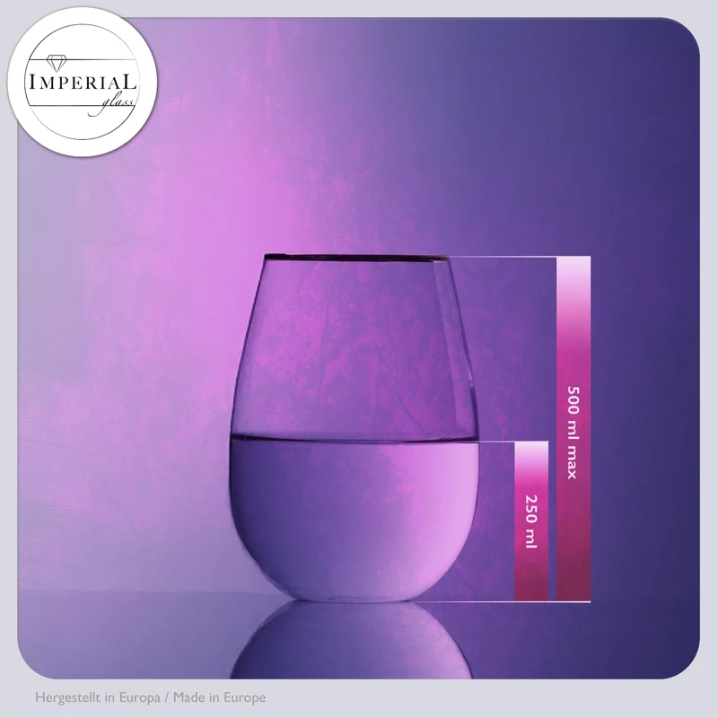 IMPERIAL Trinkgläser mit Goldrand 500ml ohne Stiel aus Crystalline Glas 6er Set "Goldrand"