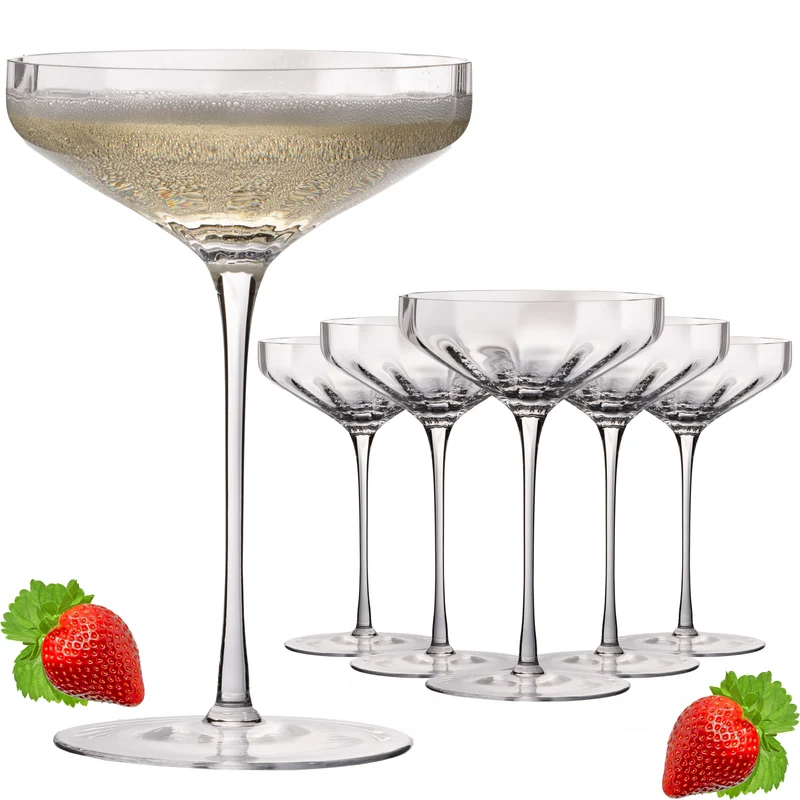 IMPERIAL glass große Sektschalen gewellt 320ml Set 6-Teilig "Cali" aus Crystalline Glas Handmade