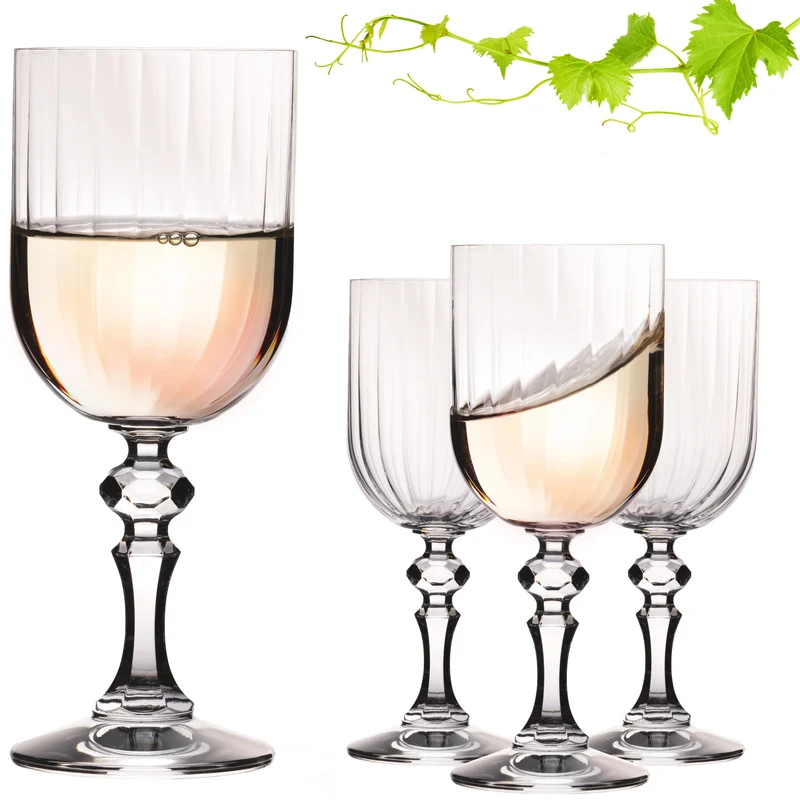 IMPERIAL glass Geriffelte Weingläser 320ml "Prag" Set 4-Teilig aus Crystalline Glas