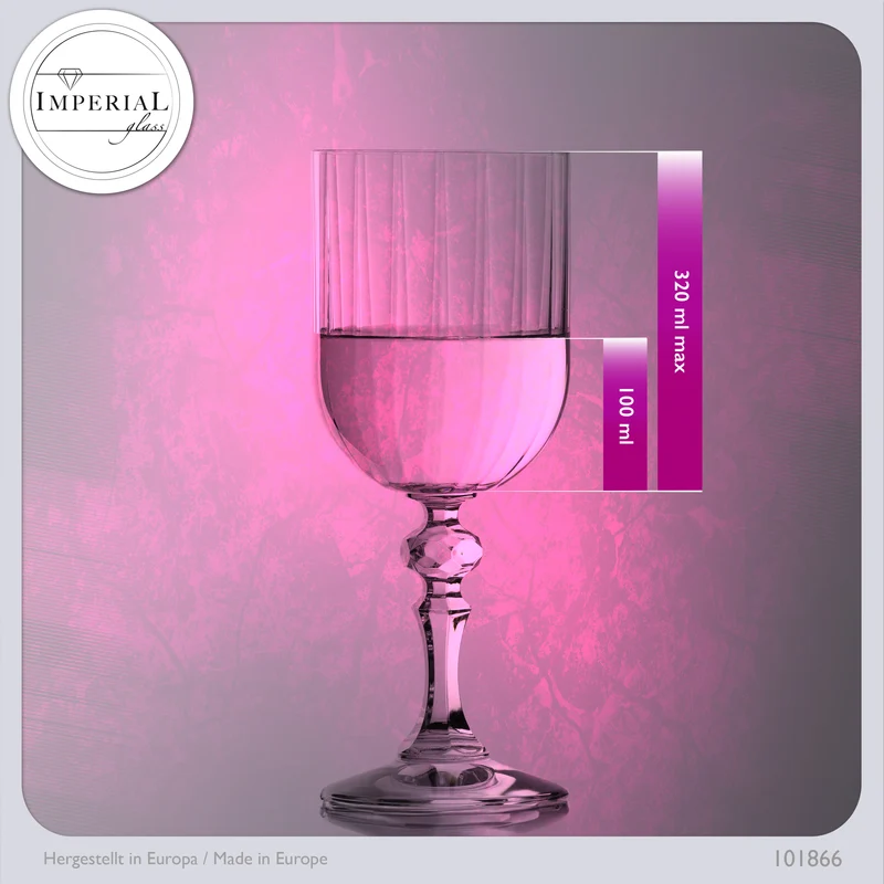 IMPERIAL glass Geriffelte Weingläser 320ml "Prag" Set 4-Teilig aus Crystalline Glas