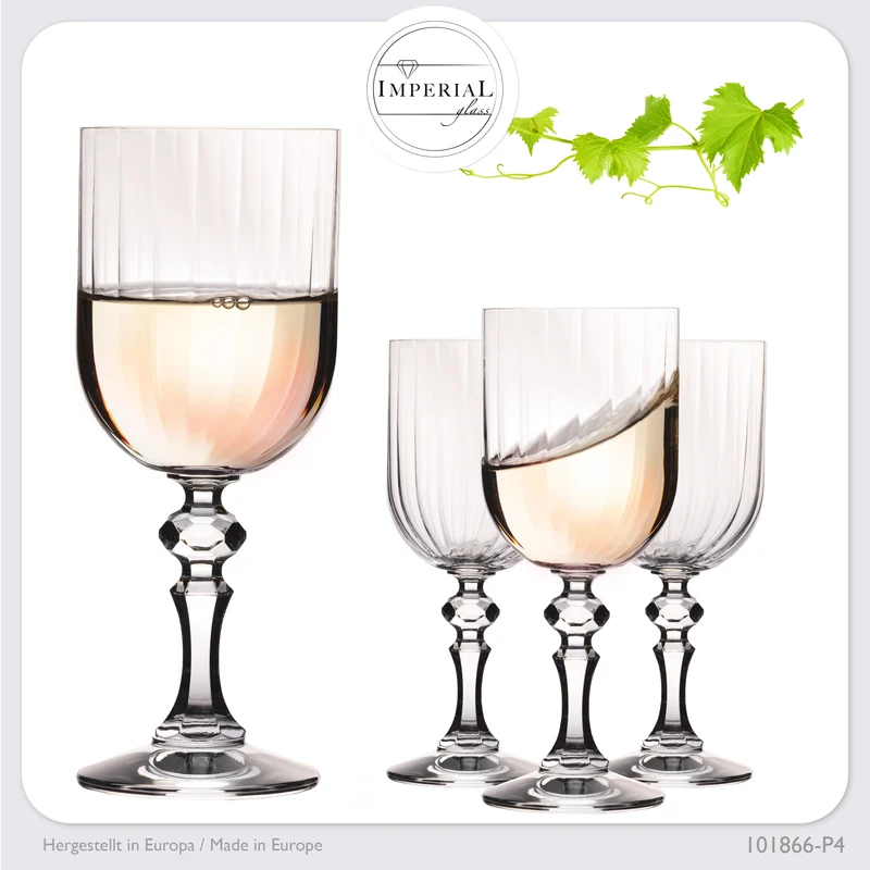IMPERIAL glass Geriffelte Weingläser 320ml "Prag" Set 4-Teilig aus Crystalline Glas