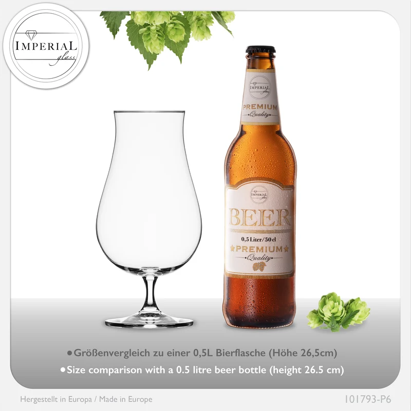 IMPERIAL glass Pilsgläser 500ml (max. 690ml) aus Crystalline Glas Set 6-Teilig