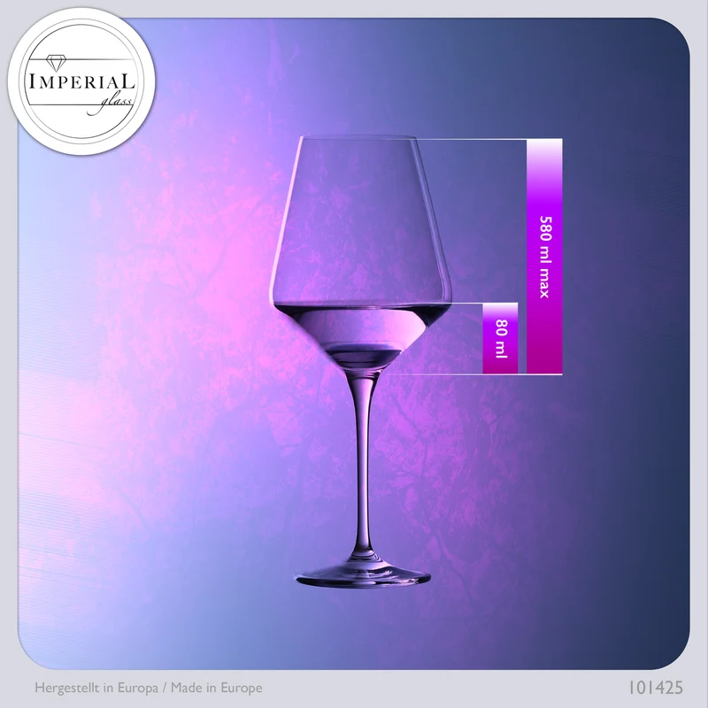 IMPERIAL glass Rotweingläser 580ml Set 2-Teilig "Athen" Bordeauxgläser aus Crystalline Glas Weinglas Spülmaschinenfest