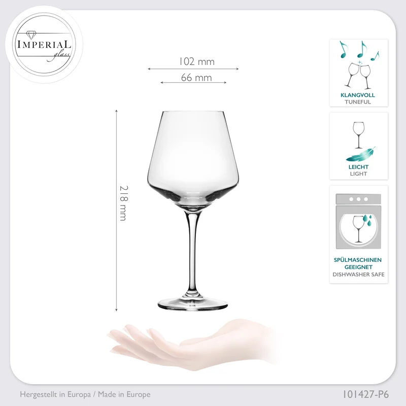 IMPERIAL glass Weißweingläser 560ml "Athen" Set 6-Teilig Chardonnay Glas aus Crystalline Glas Weingläser Spülmaschinenfest