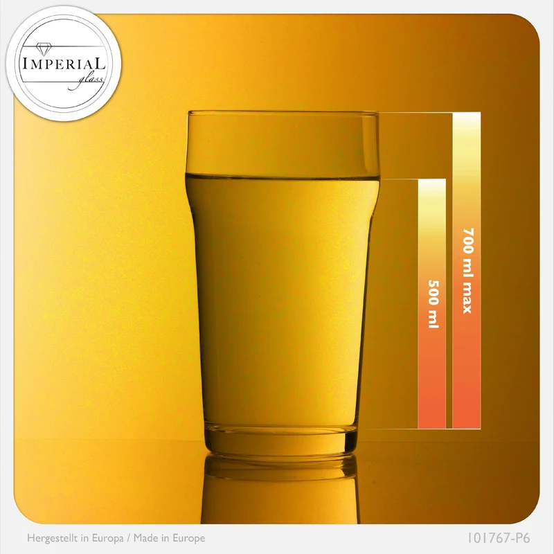 IMPERIAL glass Pint Biergläser Set 6 Stück 500ml (max. 700ml) aus Crystalline Glas Spülmaschinenfest