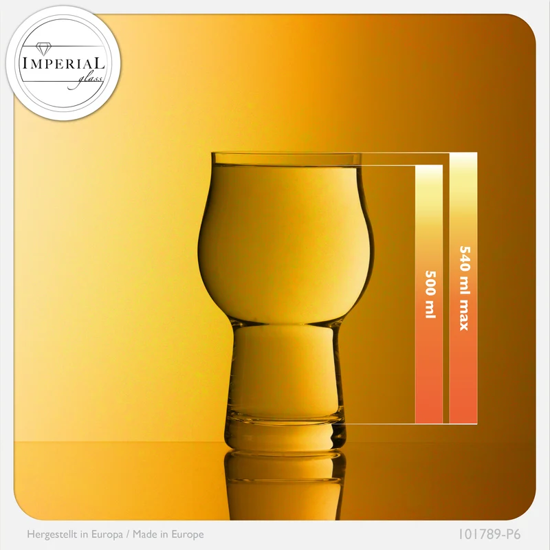 IMPERIAL glass Außergewöhnliche Biergläser aus Glas 500ml Set 6-Teilig Weizengläser 0,5L