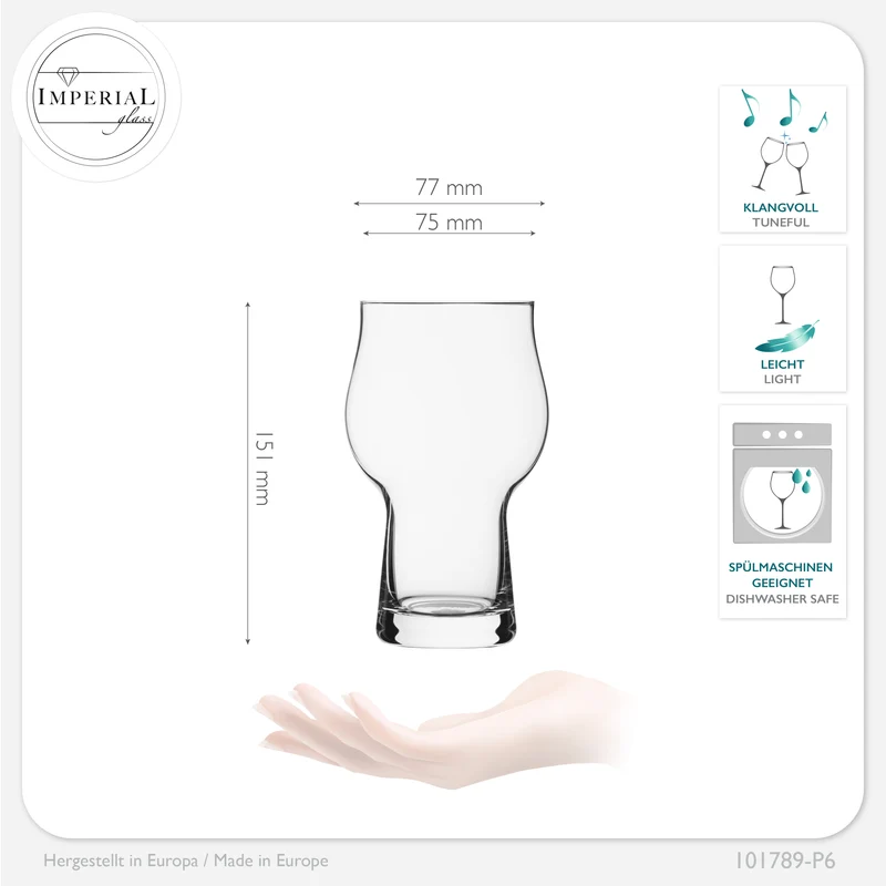 IMPERIAL glass Außergewöhnliche Biergläser aus Glas 500ml Set 6-Teilig Weizengläser 0,5L