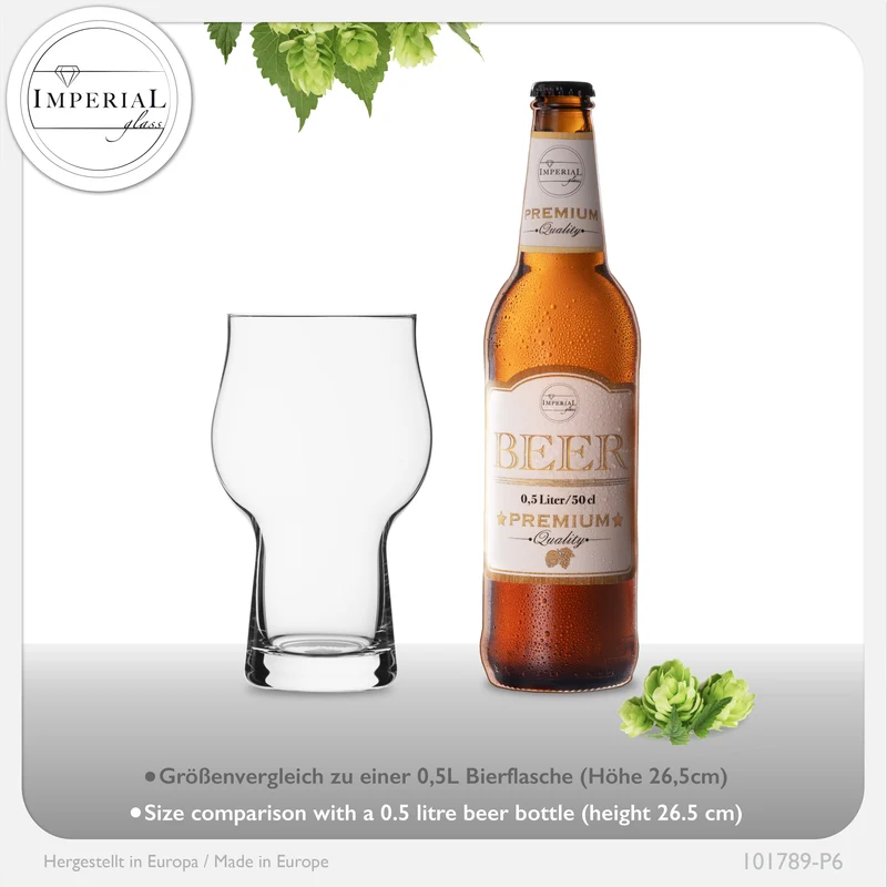 IMPERIAL glass Außergewöhnliche Biergläser aus Glas 500ml Set 6-Teilig Weizengläser 0,5L
