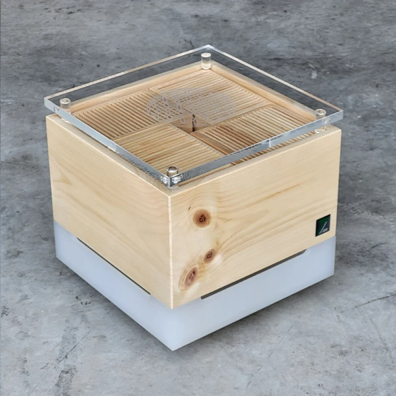 Zirbenlüfter ‘Kubus Premium’ | für 40 m² | flüsterleiser Ventilator | Lichtfarben wählbar | für Privat und Büro | Made in Austria