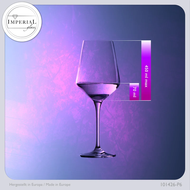 IMPERIAL glass Weißweingläser 450ml "Athen" Set 6-Teilig Riesling Glas aus Crystalline Glas Weingläser Spülmaschinenfest