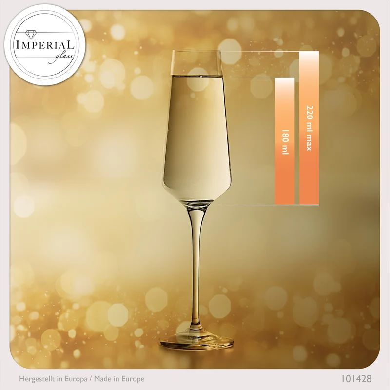 IMPERIAL glass Sektkelche 220ml Serie "Athen" Set 2-Teilig Sektgläser aus Crystalline Glas